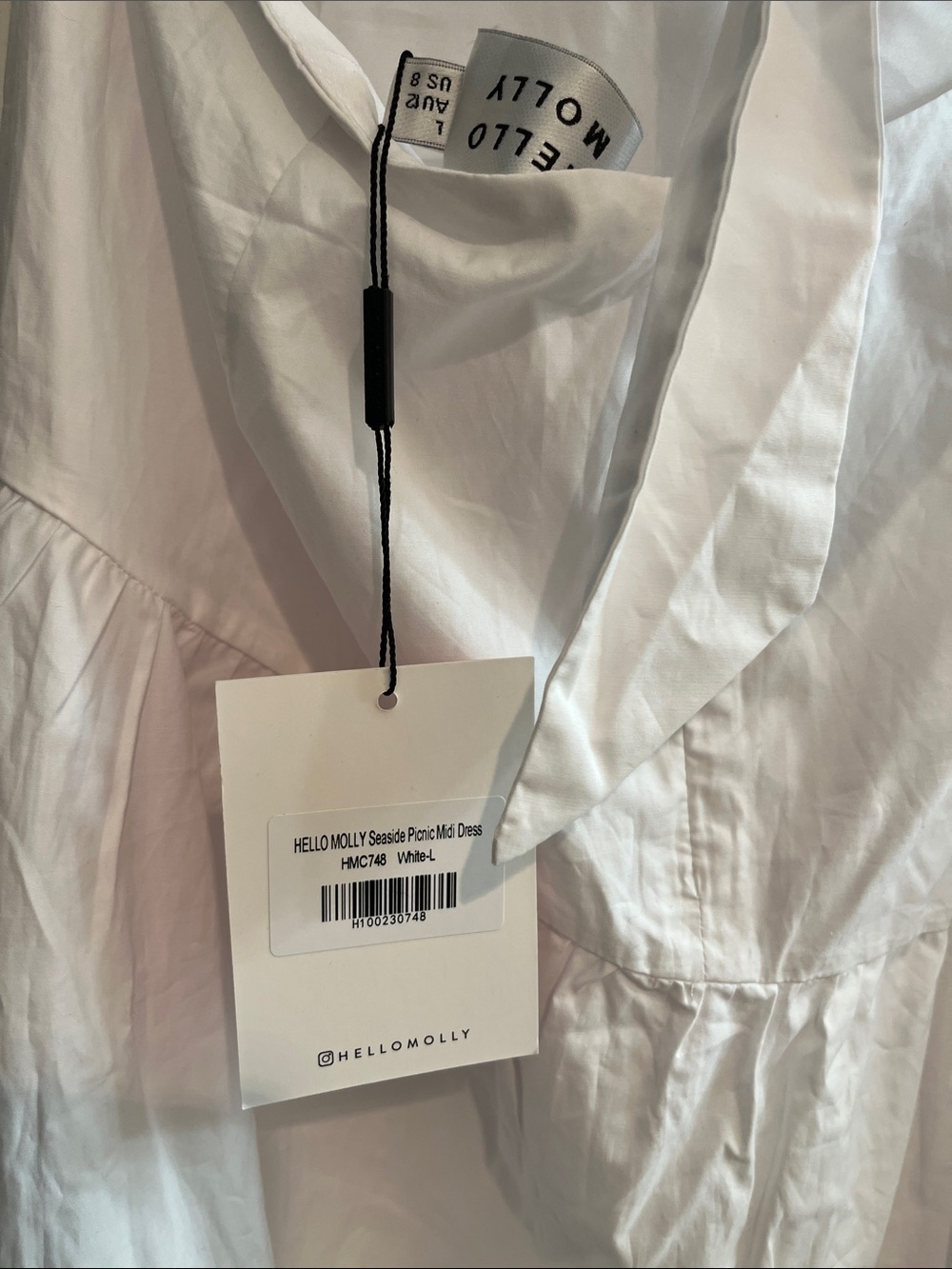 Hello Molly White Off-Shoulder Tie Back Tiered Midi Dress - Picture 7 of 7
